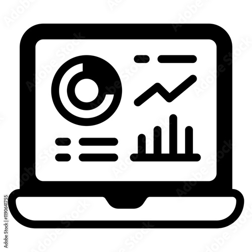 Bilde på lerret Stylized Laptop Icon with Data Visualization