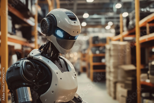 A modern robotic system efficiently stacking goods on pallets in a high-tech warehouse, showcasing automation and innovation in logistics.






