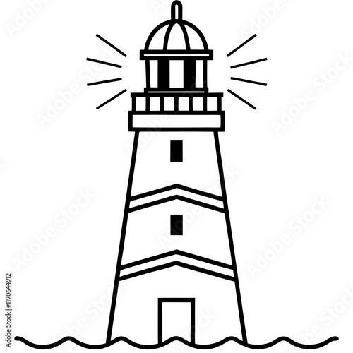 Modern Lighthouse Outline Vector Art