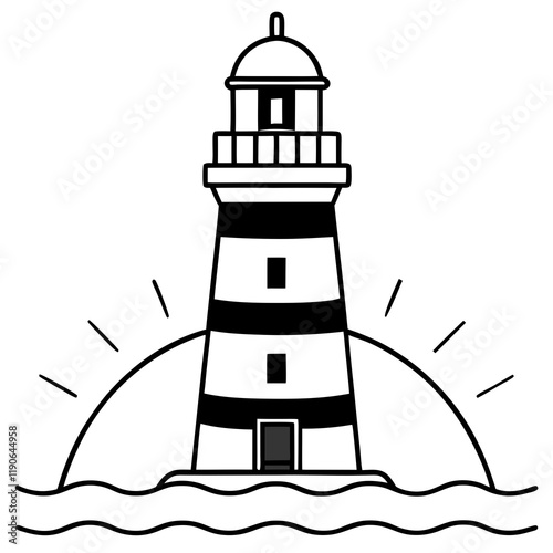 Modern Lighthouse Outline Vector Art