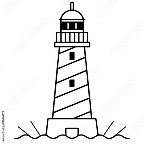 Modern Lighthouse Outline Vector Art