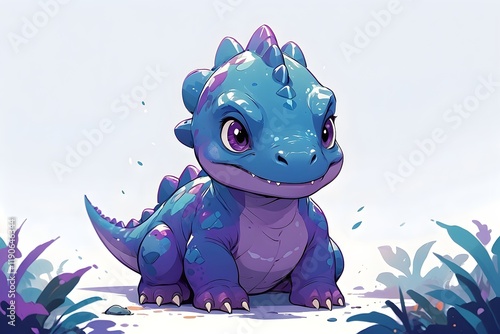 Cute baby dragon cartoon, illustration. Children's Books, Cards & Prints.  photo