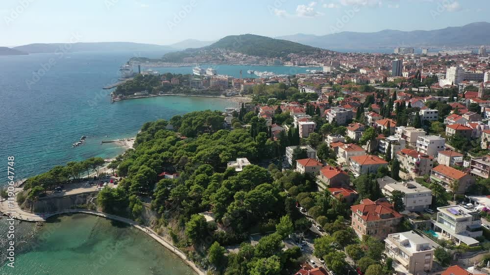 Firule, Bacvice Beach, and Split Harbor from Above Firule, Bacvice Beach, and Split Harbor from Above