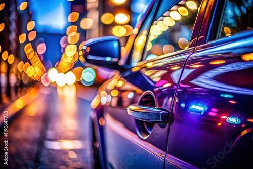 Close-up of a Car Door Handle with Bokeh Background - Automotive Detail Stock Photo photo