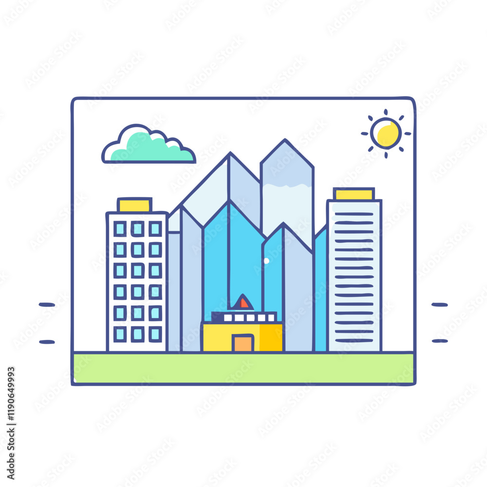 Obraz premium cityscape photo vector icon, cityscape photo vector illustration - simple illustration of cityscape photo, perfect for logos cityscape photo 