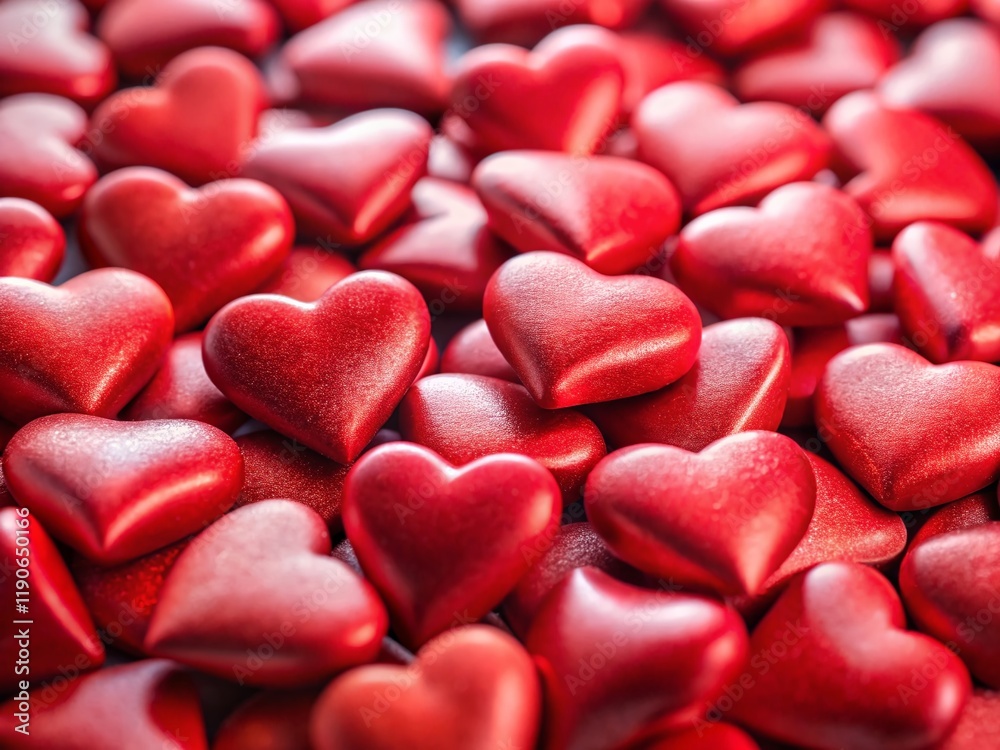 Obraz premium Close-up of Many Small Red Hearts Arranged in a Landscape