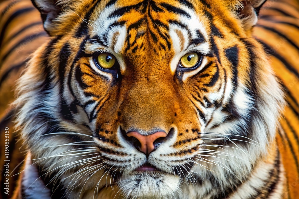 Fototapeta premium Close-up Tiger Stripes Texture: Wild Cat Fur Pattern Background