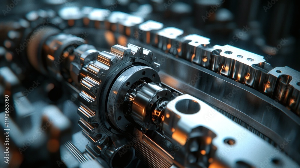 Fototapeta premium Automotive components showcased in an exploded view of a car engine detailing the interconnected systems and functionality Stock Photo with side copy space