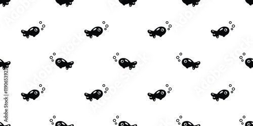 fish Seamless pattern goldfish swimming vector tuna salmon doodle cartoon tile background gift wrapping paper repeat wallpaper illustration scarf isolated pet animal design