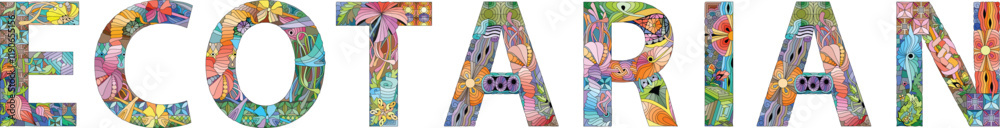 Word ECOTARIAN hand drawn modern design vector illustration.