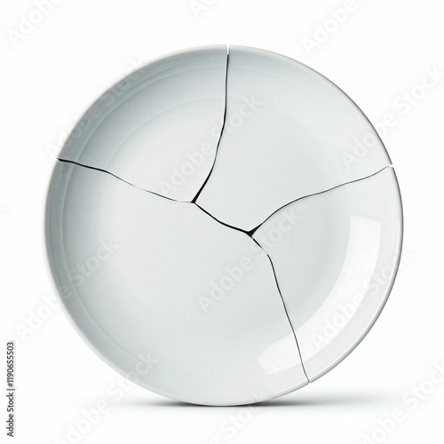 broken and cracked white plate