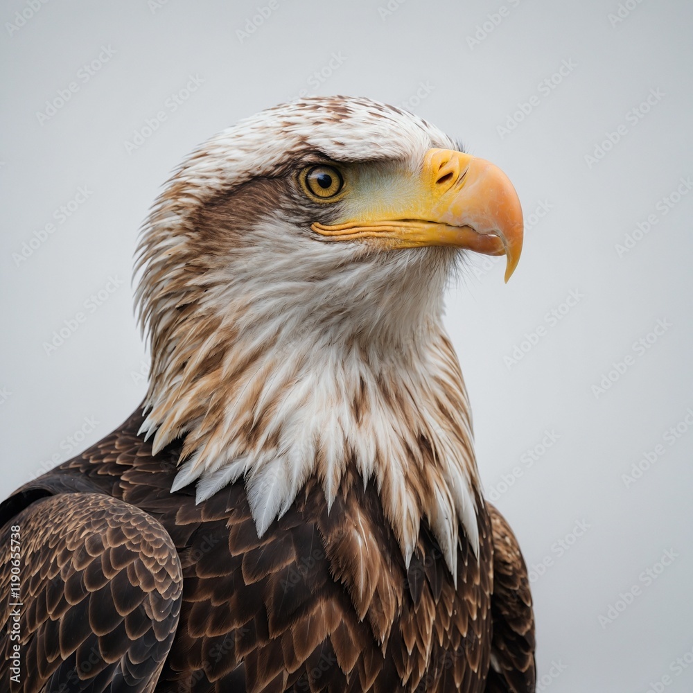 Obraz premium An eagle with a glowing aura around it, white background.