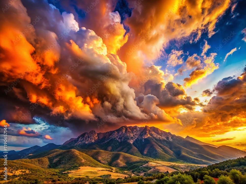 Obraz premium Majestic Uludag Mountains: Dramatic Cloudscape over Bursa, Turkey