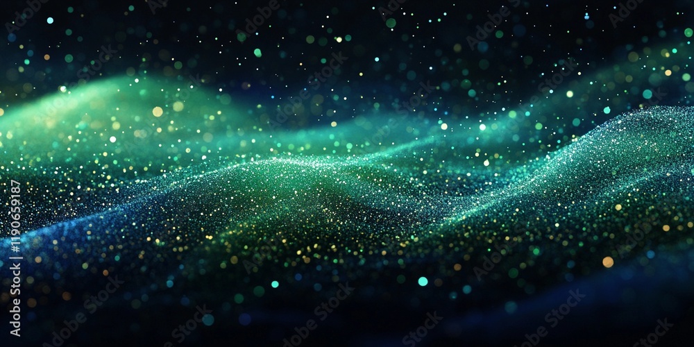 Vibrant green and blue grainy texture on a dark background.