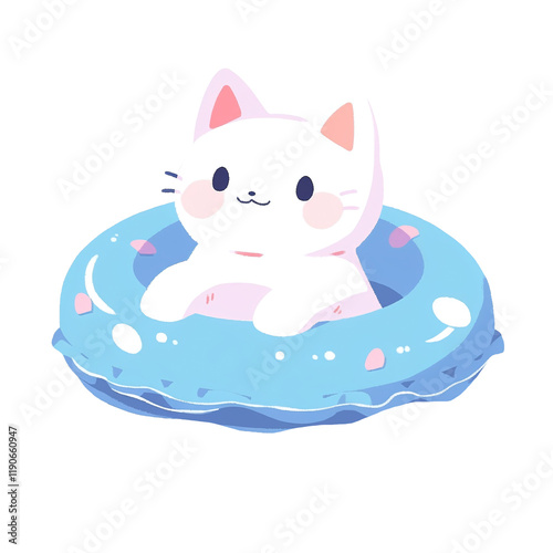 Cat Floating on Pond photo