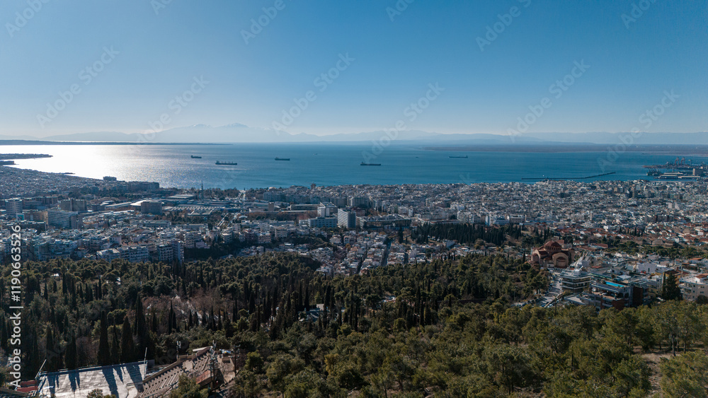 Obraz premium Aerial view of the city of Thessaloniki North Greece