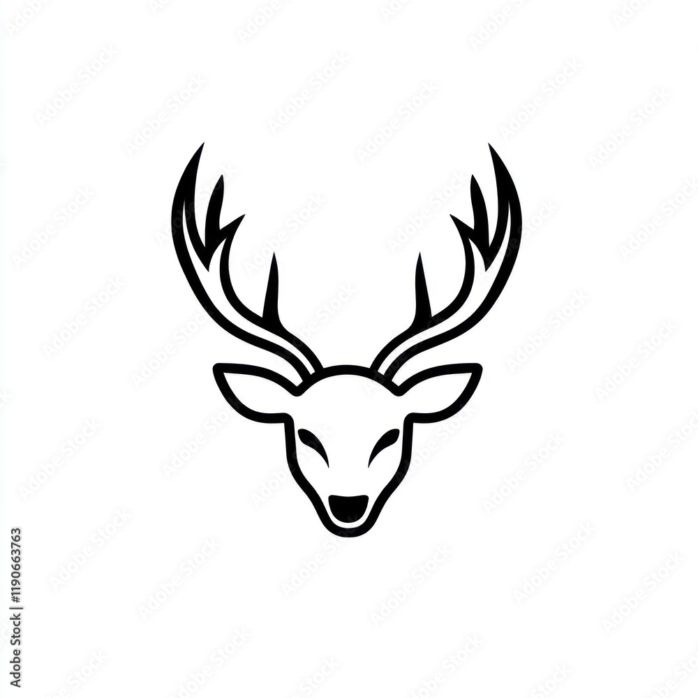 Elegant deer head line art, white background, logo design Elegant deer head line art, white background, logo design