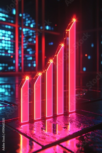 Bold neon bar chart visualizing sector surge.