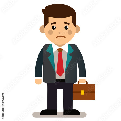 Unemployed businessman after dismissal vector image, Isolated on white background.
