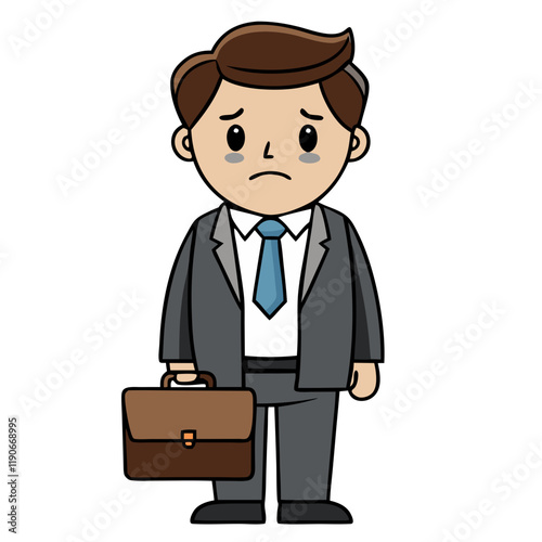 Unemployed businessman after dismissal vector image, Isolated on white background.
