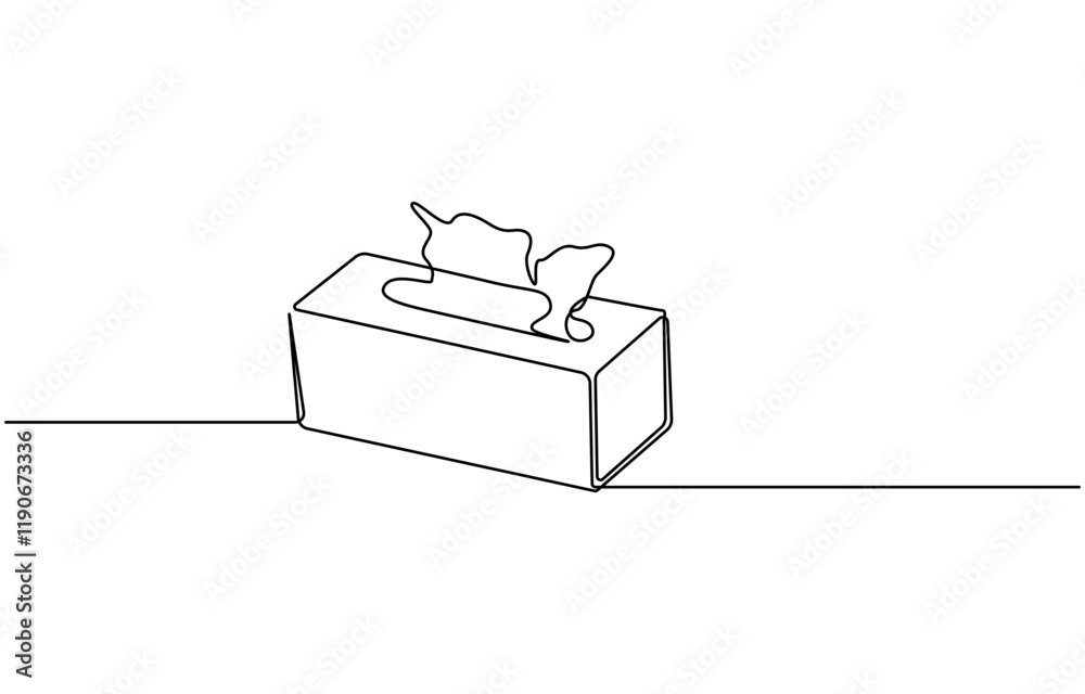 Tissue box continuous one line drawing Tissue box continuous one line drawing