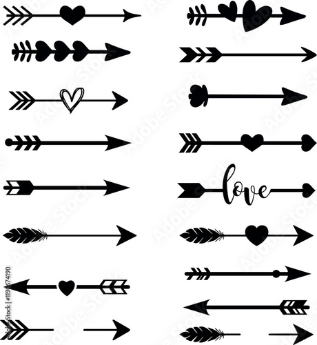 Collection of arrows design art vector love