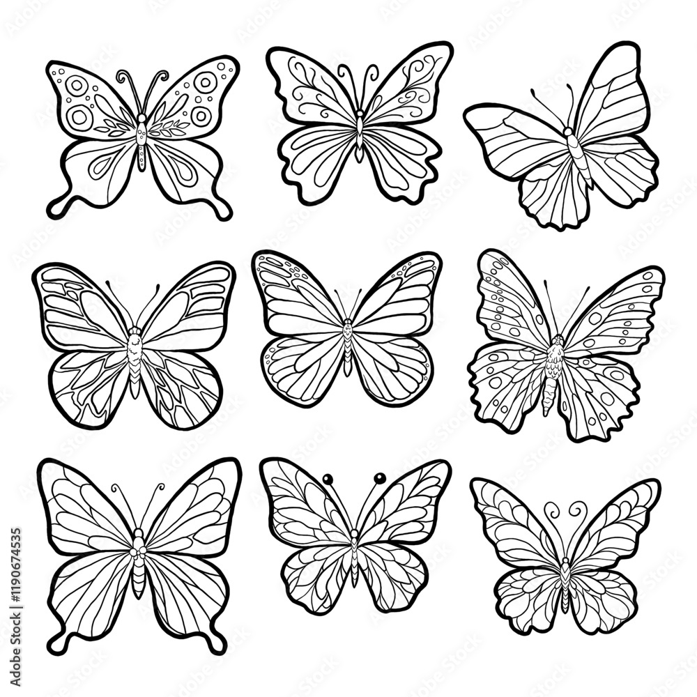 Obraz premium ‪Beautiful Cartoon Butterfly Collection. Vector Illustration about Animals.‬
