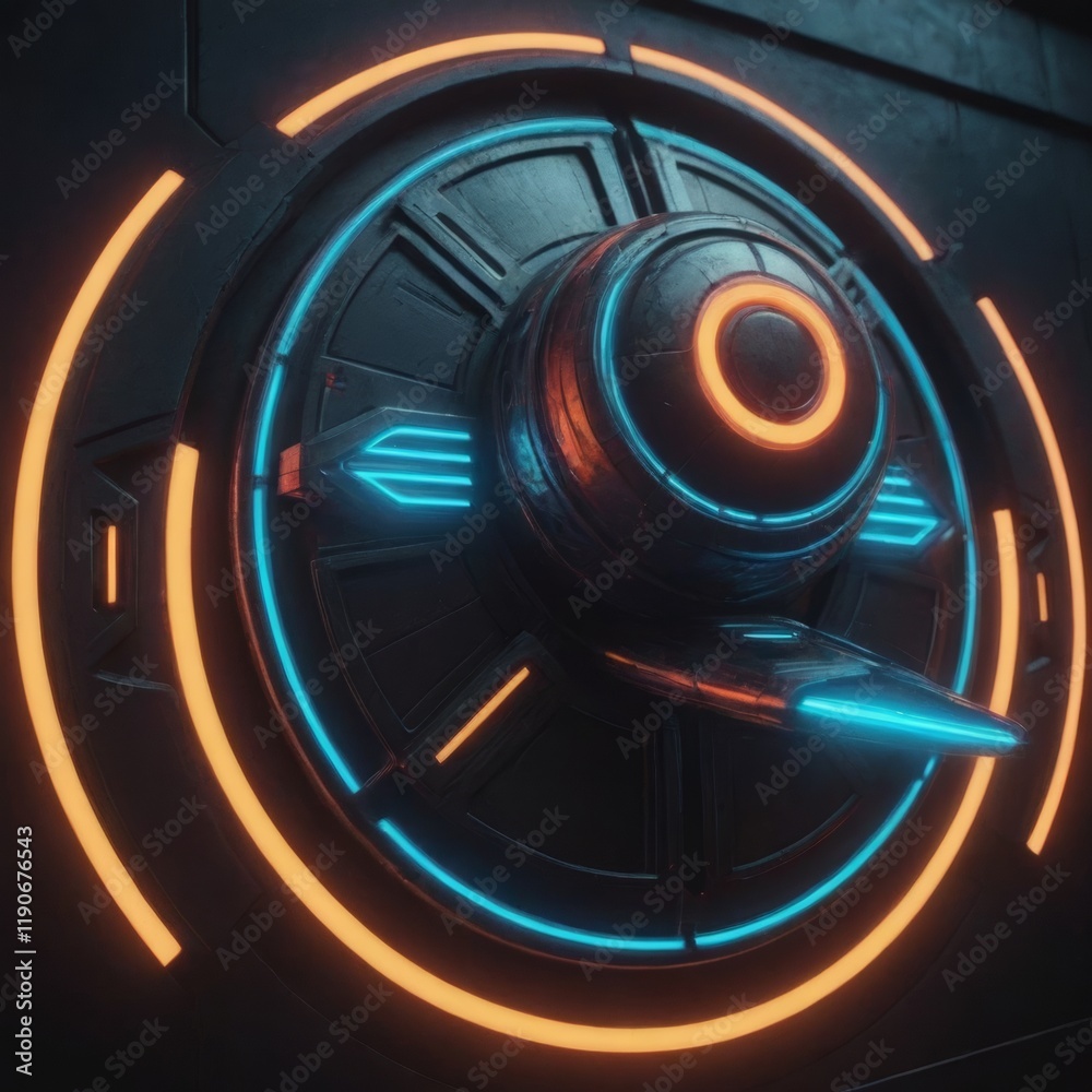 Futuristic spaceship logo with sleek neon accents Futuristic spaceship logo with sleek neon accents