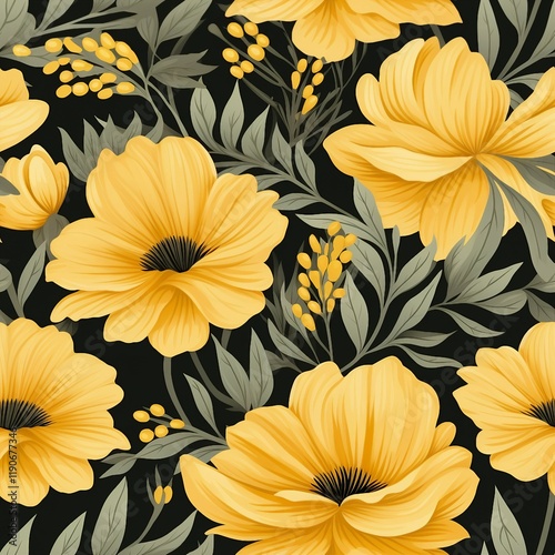 Floral flower design seamless pattern