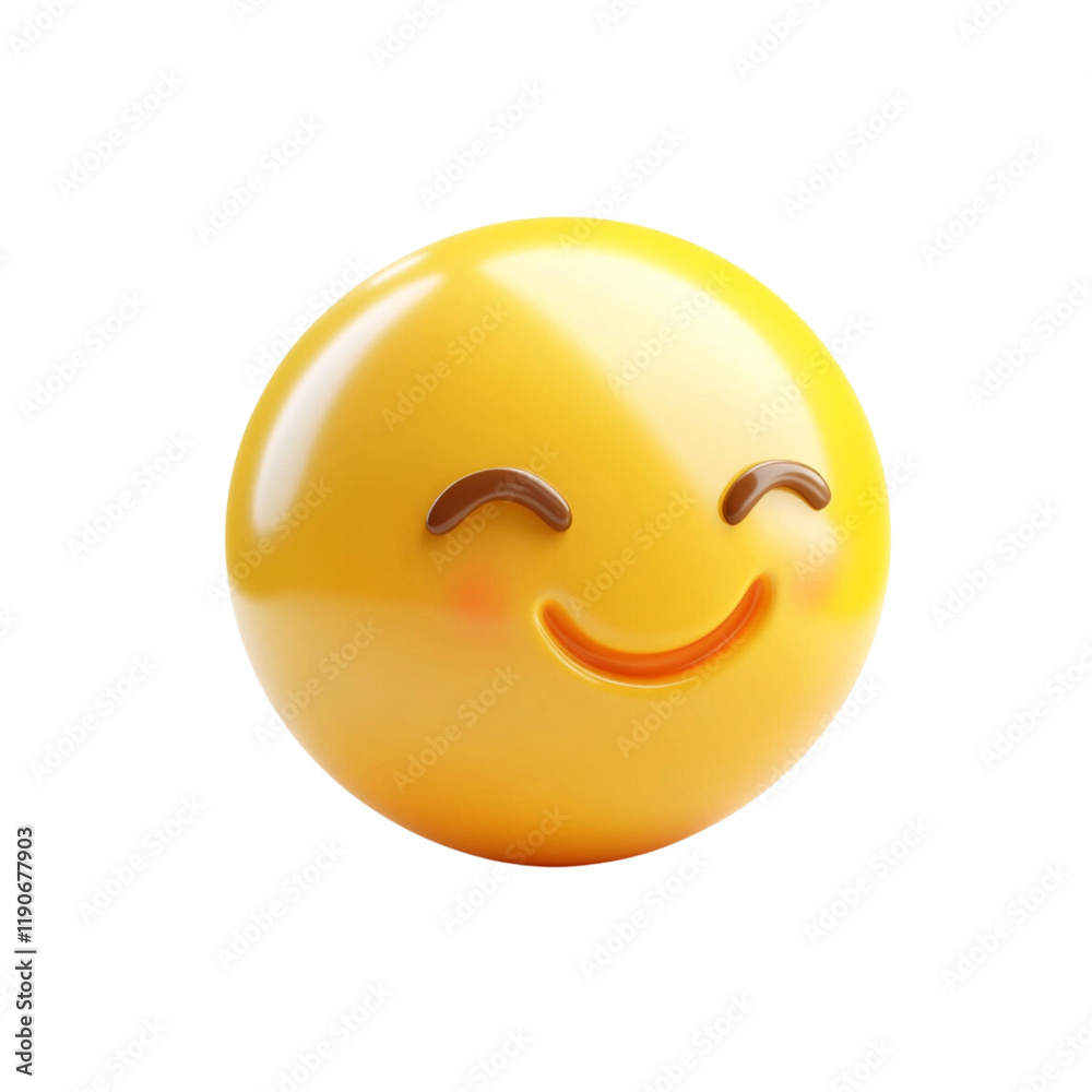 Fototapeta premium Happy yellow smiley face emoji with cheerful expression