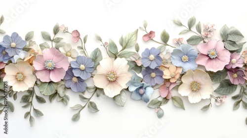Wallpaper Mural Delicate Floral Arrangement with Pastel Colors and Elegant Leaves Torontodigital.ca