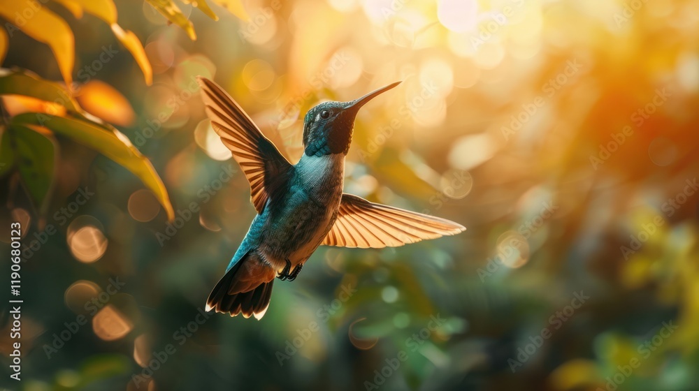 Fototapeta premium Portrait Animal Beautiful Hummingbird flying