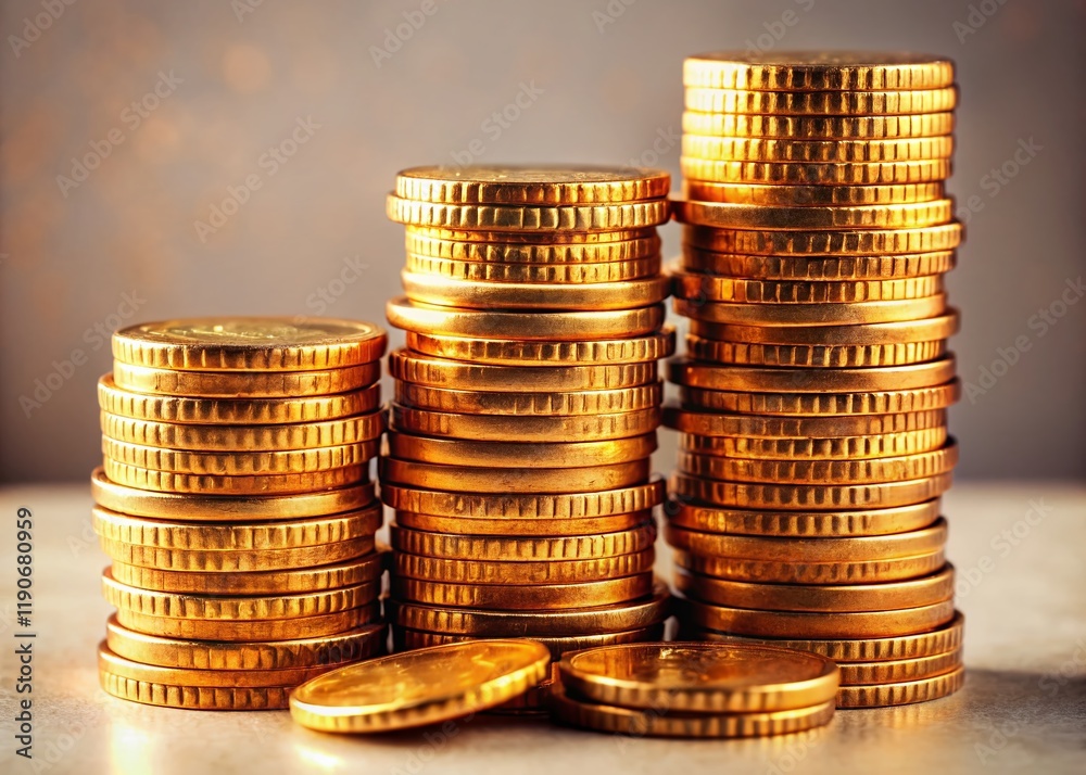 Minimalist Photography: Large & Small Piles of 50 Euro Cent Coins