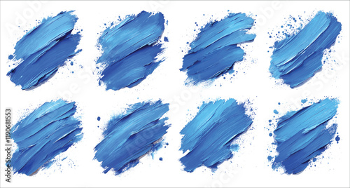 Set of blue brush strokes and paint splashes vector. Set of blue brush stroke watercolor elements, Abstract watercolor blue brush stroke elements, colorful vector watercolor brush strokes