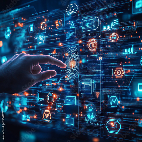 Futuristic Biometric Authentication Technology Concept Image photo