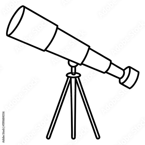 Vintage Telescope Line Art Style