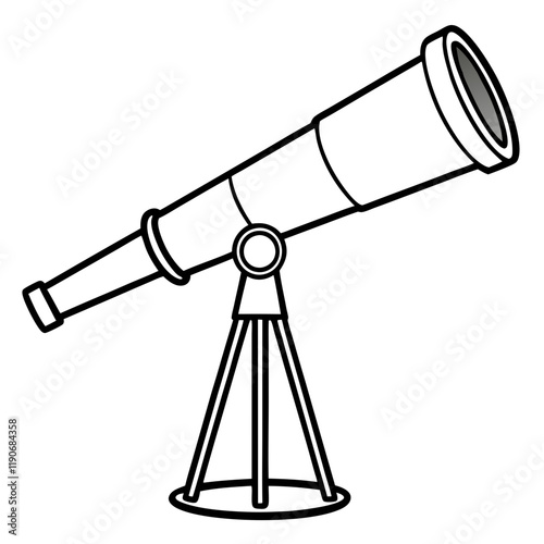 Vintage Telescope Line Art Style