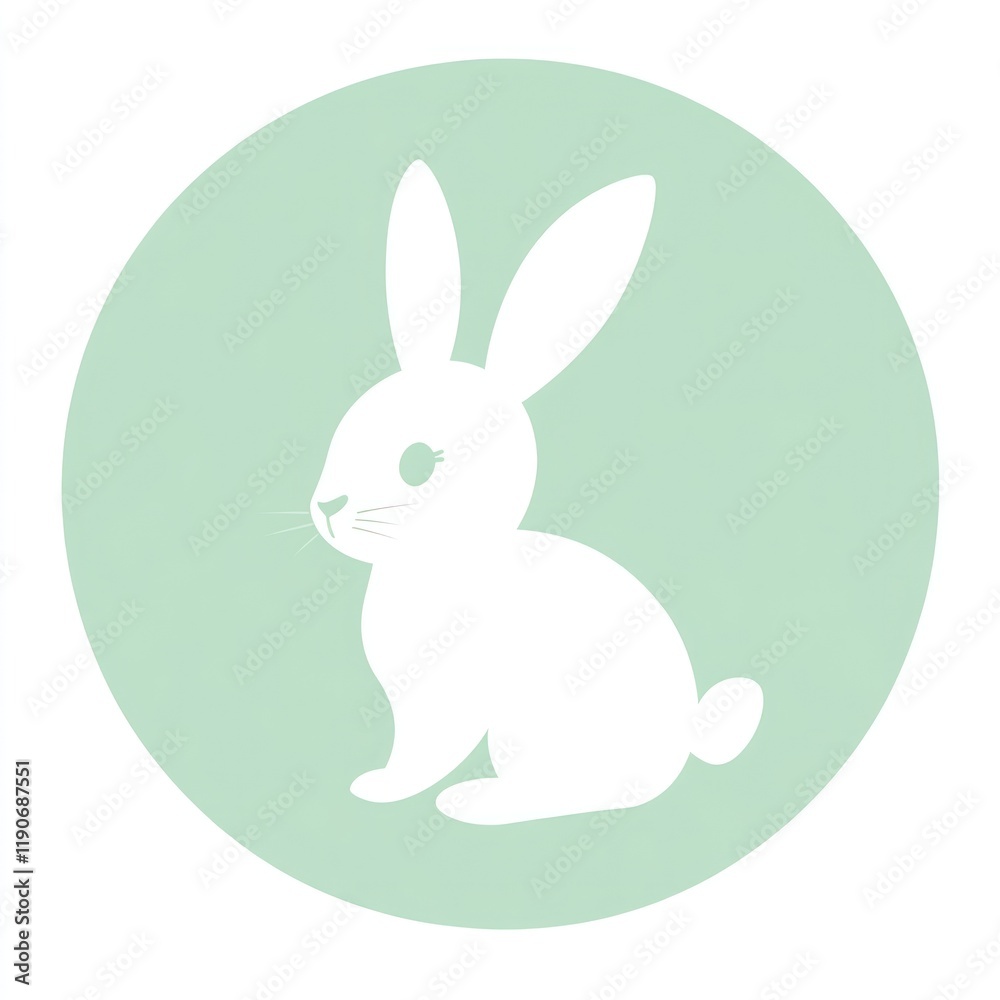 White rabbit pastel circle spring design icon White rabbit pastel circle spring design icon