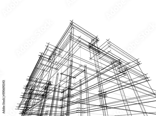 architectural drawing 3d vector illustration