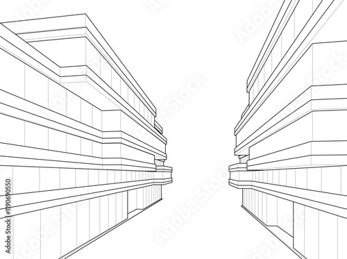 architectural drawing 3d vector illustration