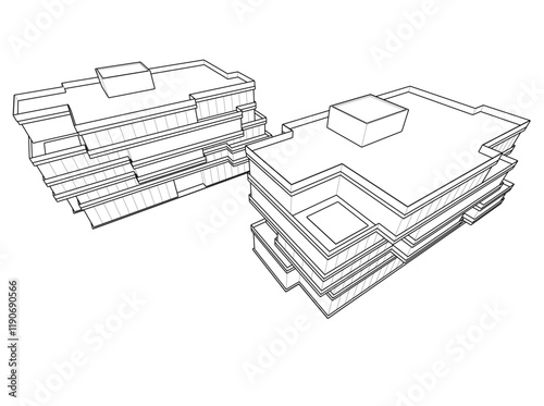 architectural drawing 3d vector illustration