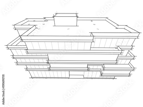 architectural drawing 3d vector illustration