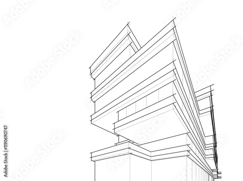 architectural drawing 3d vector illustration