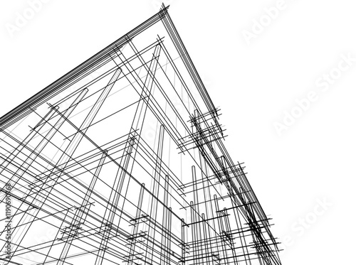 architectural drawing 3d vector illustration