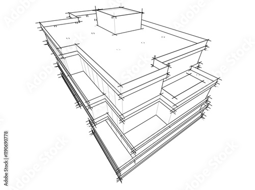 architectural drawing 3d vector illustration