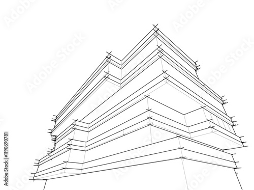 architectural drawing 3d vector illustration