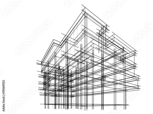 architectural drawing 3d vector illustration