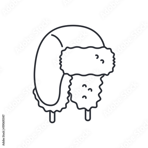 Winter hat with ear flaps for men vector icon isolated on a white background.