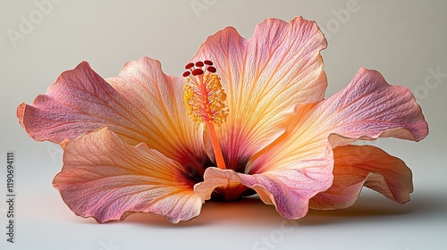 Beautiful Open Hibiscus Flower in Soft Pastel Colors on Display