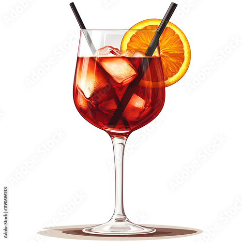 The allure of a red Italian cocktail surpasses that of other drinks. This transparent background PNG  photo